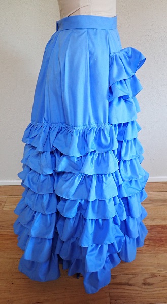 1880s Reproduction Blue Tissot Quiet Bustle Skirt Right.