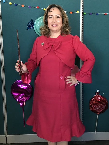Dolores Umbridge Hot Pink Dress 1960s Style. Halloween 2018